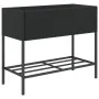 Jardinera con estante ratán sintético negro by , Pots and planters - Ref: Foro24-366384, Price: 81,06 €, Discount: %