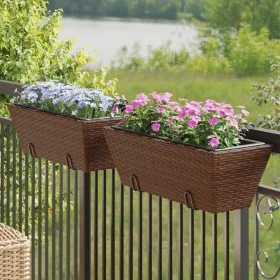 Jardineras con ganchos 2 unidades ratán sintético marrón by , Pots and planters - Ref: Foro24-366402, Price: 69,24 €, Discoun...