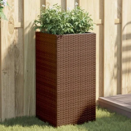 Jardinera de ratán sintético marrón 40x40x80 cm de , Maceteros y jardineras - Ref: Foro24-366414, Precio: 75,41 €, Descuento: %