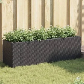 Jardinera con 3 maceteros ratán sintético negro 105x30x32 cm by , Pots and planters - Ref: Foro24-366416, Price: 65,19 €, Dis...