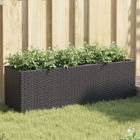 Jardinera con 3 maceteros ratán sintético negro 105x30x32 cm de , Maceteros y jardineras - Ref: Foro24-366416, Precio: 65,19 ...