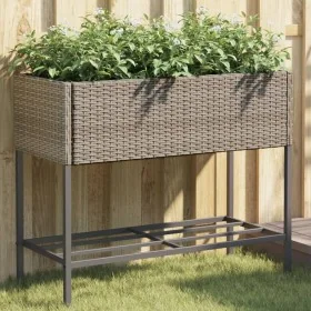 Jardineras con estante 2 uds ratán sintético gris 90x40x75 cm by , Pots and planters - Ref: Foro24-3210509, Price: 154,65 €, ...