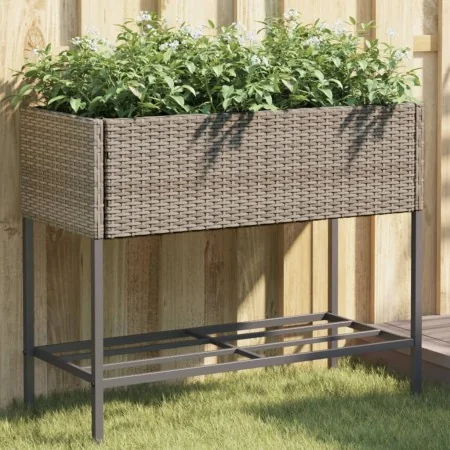 Jardineras con estante 2 uds ratán sintético gris 90x40x75 cm by , Pots and planters - Ref: Foro24-3210509, Price: 154,65 €, ...