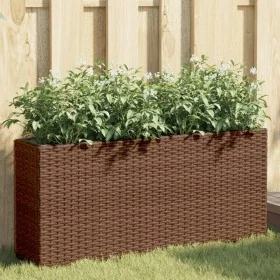 Jardineras con 2 maceteros 2 uds ratán PE marrón 90x20x40 cm by , Pots and planters - Ref: Foro24-3210514, Price: 116,32 €, D...