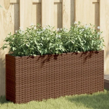 Jardineras con 2 maceteros 2 uds ratán PE marrón 90x20x40 cm de , Maceteros y jardineras - Ref: Foro24-3210514, Precio: 116,3...