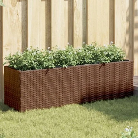 Jardineras con 3 maceteros 2 uds ratán PE marrón 105x30x32 cm de , Maceteros y jardineras - Ref: Foro24-3210523, Precio: 117,...