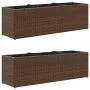 Jardineras con 3 maceteros 2 uds ratán PE marrón 105x30x32 cm de , Maceteros y jardineras - Ref: Foro24-3210523, Precio: 117,...