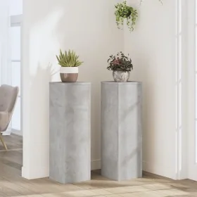 Soportes de plantas 2 uds madera gris hormigón 25x25x80 cm de , Soportes para macetas - Ref: Foro24-852945, Precio: 73,76 €, ...