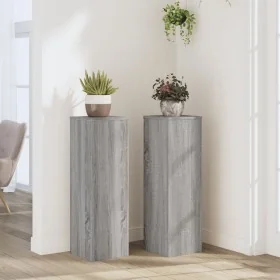 Soportes de plantas 2 uds madera gris Sonoma 25x25x80 cm de , Soportes para macetas - Ref: Foro24-852947, Precio: 69,45 €, De...