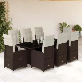 Set de mesa y sillas jardín 9 piezas y cojines ratán PE marrón by , Garden sets - Ref: Foro24-3277074, Price: 1,00 €, Discoun...