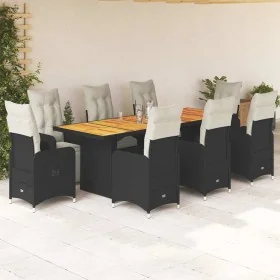 Set de mesa y sillas de jardín 9 pzas y cojines ratán PE negro von , Gartensets - Ref: Foro24-3277289, Preis: 1,00 €, Rabatt: %