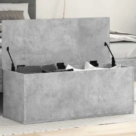 Caja de almacenaje madera ingeniería gris hormigón 90x35x35 cm de , Baúles de almacenamiento - Ref: Foro24-840684, Precio: 64...