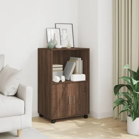 Armario con ruedas madera ingeniería marrón roble 55x40x91 cm de , Aparadores - Ref: Foro24-853188, Precio: 68,14 €, Descuent...