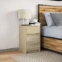 Mesita de noche con luces LED madera de ingeniería roble Sonoma de , Mesitas de noche - Ref: Foro24-852014, Precio: 66,17 €, ...