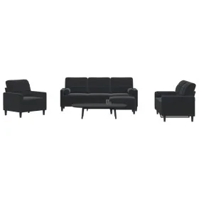 Juego de sofás con cojines 4 piezas terciopelo negro de , Sofás - Ref: Foro24-3278386, Precio: 738,72 €, Descuento: %