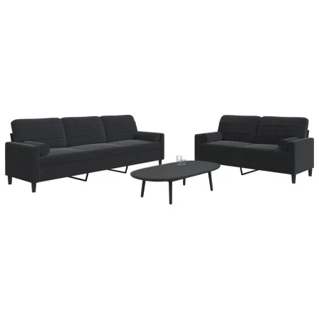 Juego de sofás con cojines 2 piezas terciopelo negro de , Sofás - Ref: Foro24-3278496, Precio: 524,47 €, Descuento: %