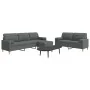 Juego de sofás 3 pzas con reposapiés y cojines tela gris claro by , Sofas - Ref: Foro24-3278344, Price: 545,33 €, Discount: %