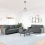 Juego de sofás 3 pzas con reposapiés y cojines tela gris claro by , Sofas - Ref: Foro24-3278344, Price: 545,33 €, Discount: %
