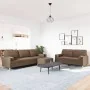 Juego de sofás 3 pzas con reposapiés y cojines tela marrón by , Sofas - Ref: Foro24-3278346, Price: 574,05 €, Discount: %