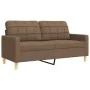 Juego de sofás 3 pzas con reposapiés y cojines tela marrón by , Sofas - Ref: Foro24-3278346, Price: 574,05 €, Discount: %