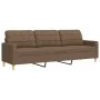 Juego de sofás 3 pzas con reposapiés y cojines tela marrón by , Sofas - Ref: Foro24-3278346, Price: 574,05 €, Discount: %