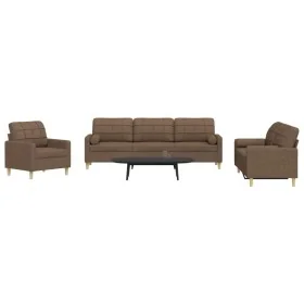 Juego de sofás con cojines 3 piezas tela marrón de , Sofás - Ref: Foro24-3278306, Precio: 648,22 €, Descuento: %