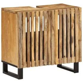 Armario de lavabo para baño madera maciza de mango 62x34x58 cm de , Muebles de baño - Ref: Foro24-377529, Precio: 128,56 €, D...
