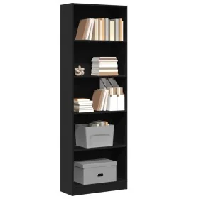 Estantería de madera de ingeniería negra 60x24x176 cm de , Librerías y estanterías - Ref: Foro24-857822, Precio: 76,35 €, Des...