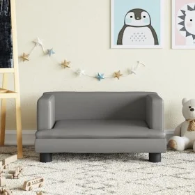 Sofá para niños de cuero sintético gris 60x40x30 cm de , Mobiliario para bebés y niños pequeños - Ref: Foro24-3196327, Precio...