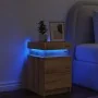 Mesilla de noche con LED madera marrón roble 35x39x55 cm de , Mesitas de noche - Ref: Foro24-857656, Precio: 70,53 €, Descuen...