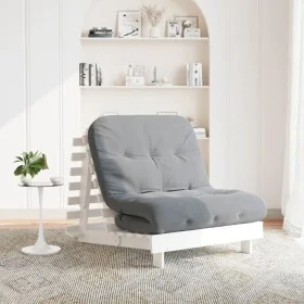Futón sofá cama con colchón madera maciza blanco 80x206x11 cm de , Futones - Ref: Foro24-846757, Precio: 221,61 €, Descuento: %