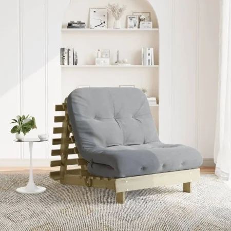 Futón sofá cama con colchón madera impregnada pino 80x206x11 cm de , Futones - Ref: Foro24-846760, Precio: 199,34 €, Descuent...