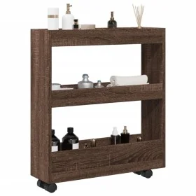Carro de almacenaje estrecho 3 niveles madera marrón roble de , Carros de cocina y comedor - Ref: Foro24-855247, Precio: 49,5...