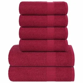 Juego de toallas 6 piezas 100% algodón burdeos 360 gsm de , Toallas de baño y manoplas - Ref: Foro24-137081, Precio: 35,55 €,...