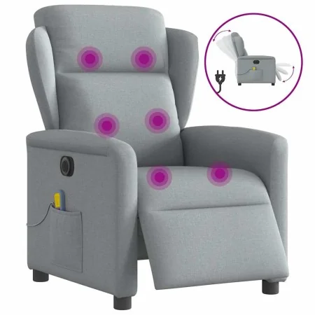 Sillón reclinable de masaje eléctrico tela gris claro de , Sillones - Ref: Foro24-3303124, Precio: 255,52 €, Descuento: %