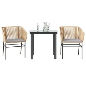 Juego de comedor jardín 3 piezas cojines ratán sintético marrón de , Conjuntos de jardín - Ref: Foro24-3334618, Precio: 244,0...