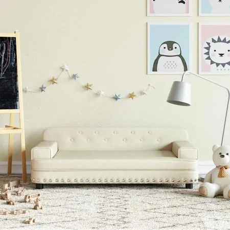 Sofá para niños de cuero sintético crema 90x53x30 cm de , Mobiliario para bebés y niños pequeños - Ref: Foro24-3196288, Preci...