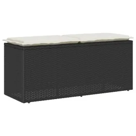 Banco de jardín con cojín ratán sintético negro 110x40x44 cm de , Bancos de jardín - Ref: Foro24-4104145, Precio: 100,99 €, D...