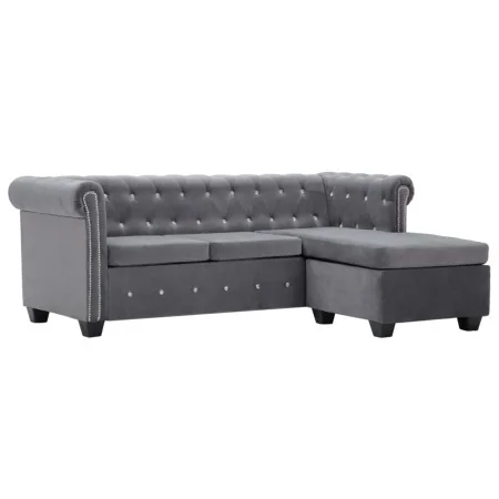 Sofá Chesterfield en L tapizado terciopelo gris 199x142x72 cm by , Sofas - Ref: Foro24-247145, Price: 675,24 €, Discount: %