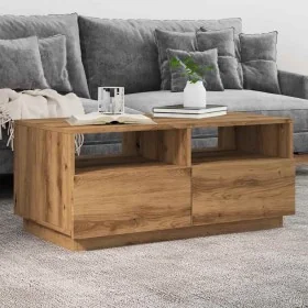 Mesa de centro con luces LED roble artesanal 90x49x40 cm de , Mesas de centro - Ref: Foro24-857711, Precio: 120,92 €, Descuen...