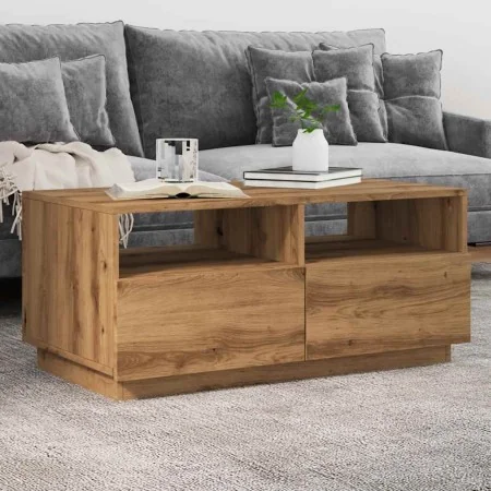 Mesa de centro con luces LED roble artesanal 90x49x40 cm de , Mesas de centro - Ref: Foro24-857711, Precio: 120,92 €, Descuen...