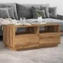 Mesa de centro con luces LED roble artesanal 90x49x40 cm de , Mesas de centro - Ref: Foro24-857711, Precio: 120,92 €, Descuen...