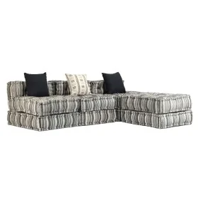 Puf modular de 3 plazas de tela de rayas grises de , Cojines para sillas y sofás - Ref: Foro24-244984, Precio: 709,52 €, Desc...