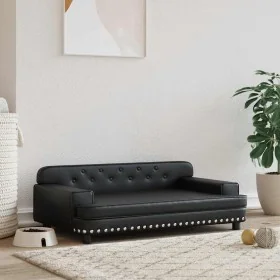 Cama para perros de cuero sintético negra 90x53x30 cm de , Camas para perros - Ref: Foro24-171876, Precio: 110,38 €, Descuent...