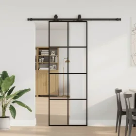 Puerta corredera con juego herrajes negro 76x205 cm ESG vidrio de , Puertas - Ref: Foro24-3375802, Precio: 227,77 €, Descuent...