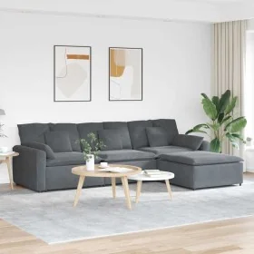 Sofá modular con reposapiés y cojines gris oscuro de , Unidades para sofás seccionales - Ref: Foro24-3321070, Precio: 836,11 ...