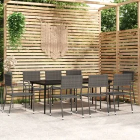 Juego de comedor para jardín 9 piezas gris de , Conjuntos de jardín - Ref: Foro24-3099600, Precio: 393,41 €, Descuento: %