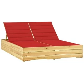 Tumbona doble y cojines madera pino impregnada rojo tinto de , Tumbonas - Ref: Foro24-3065975, Precio: 330,67 €, Descuento: %