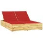 Tumbona doble y cojines madera pino impregnada rojo tinto de , Tumbonas - Ref: Foro24-3065975, Precio: 330,67 €, Descuento: %