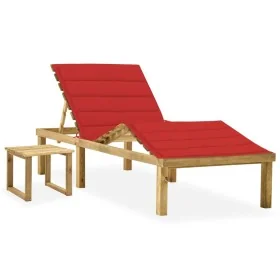 Tumbona de jardín con mesa y cojín de madera de pino impregnada de , Tumbonas - Ref: Foro24-3065870, Precio: 139,89 €, Descue...